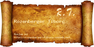 Rozenberger Tiborc névjegykártya